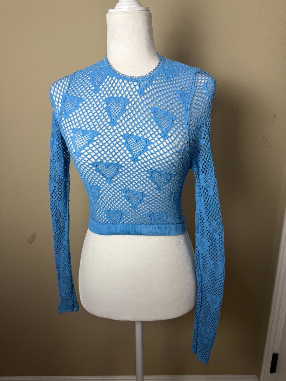 Urban Outfitters Out from Under Blue Mesh Netting Long Sleeve Top Size XS/S
